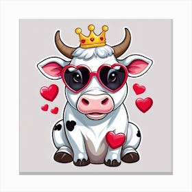 Cute Cow In Sunglasses Canvas Print