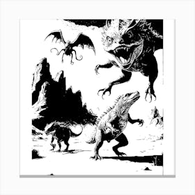 Dinosaurs In The Desert Canvas Print