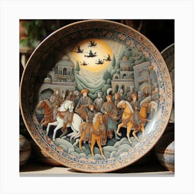 Pottery Plate With A Scene From Pakistani History (4) Canvas Print