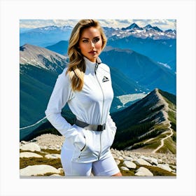 Woman On Top Of A Mountain 2 Canvas Print