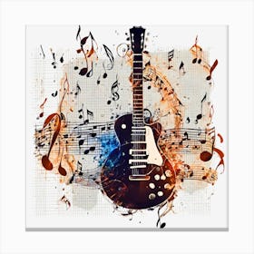 Guitar And Music Notes 3 Canvas Print