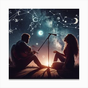 Acoustic couple under the Zodiac Canvas Print