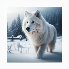 White Wolf In The Snow 1 Canvas Print