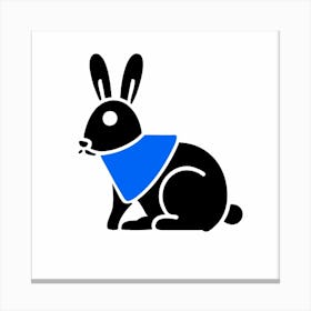 Black Rabbit With A Blue Scarf Canvas Print