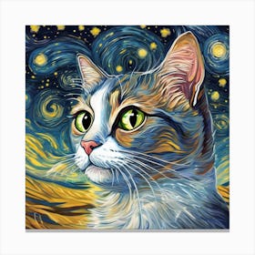 Van Gogh Cat Artwork Capturing Canvas Print