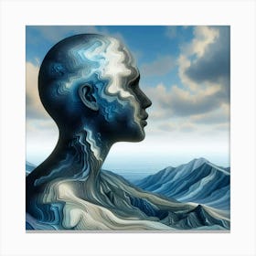 Man'S Head In The Mountains Canvas Print