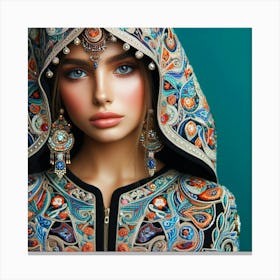 Beautiful Muslim Woman In A Shawl Canvas Print