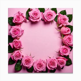 Pink Roses Frame 6 Canvas Print