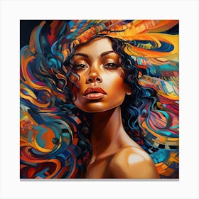 African American Woman With Colorful Hair Canvas Print
