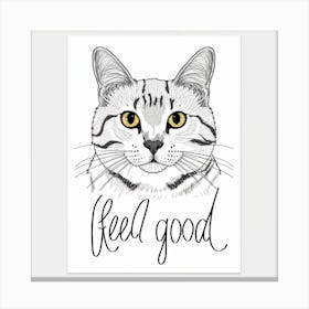 Feel Good With Cat Line Art Print Poster Paint Canvas Print