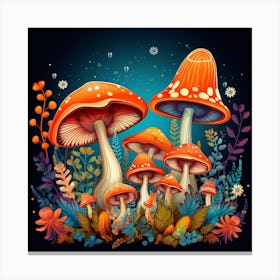 Mushrooms In The Forest 25 Canvas Print