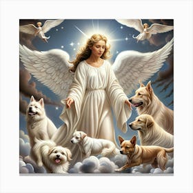 Angel With Dogs Canvas Print