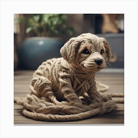 A Puppy made of rope Canvas Print