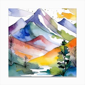 Firefly An Illustration Of A Beautiful Majestic Cinematic Tranquil Mountain Landscape In Neutral Col (35) Canvas Print