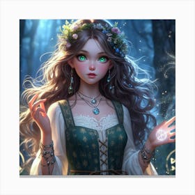 Fairy Girl In The Forest 5 Canvas Print