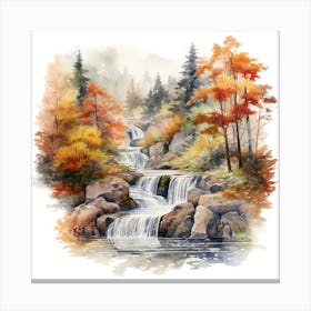 Waterfall Watercolor Painting 6 Canvas Print