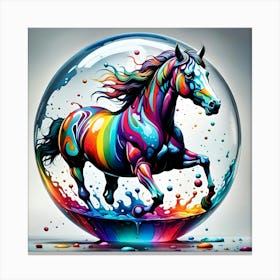 Colorful Horse In A Glass Ball 1 Canvas Print