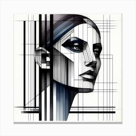 Women Head - Abstract Line Art Illustration 156 Canvas Print