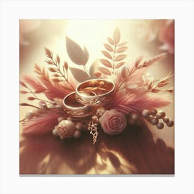 Wedding Rings And Flowers Canvas Print