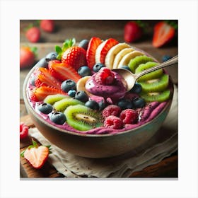 Bowl Of Fruit Smoothie Canvas Print