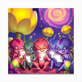 Alien Kids Calling Canvas Print