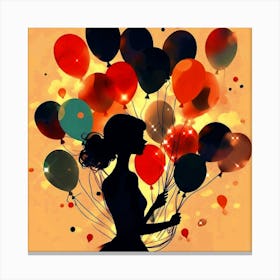 Girl With Balloons 3 Canvas Print