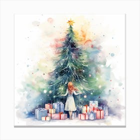 Watercolor Christmas Tree Canvas Print