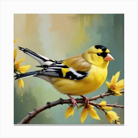 Maximalist Bird Painting American Goldfinch 1 Art Print 3 Canvas Print