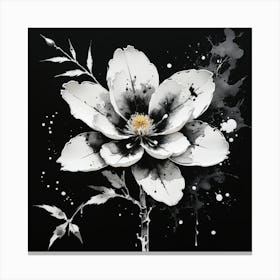 Black And White Flower 3 Canvas Print