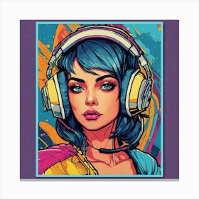 Pop Girl With Headphones Canvas Print