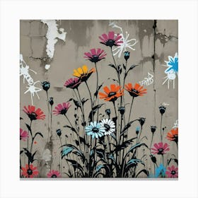 Flowers On A Wall Canvas Print