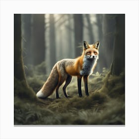 Fox In The Forest 48 Canvas Print
