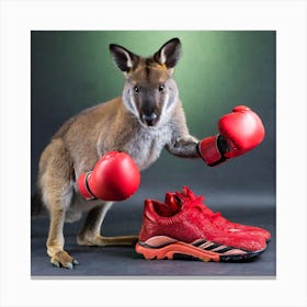 Boxing Kangroo With Red Boxing Gloves And Hgh Top RED Sport Shoes Canvas Print