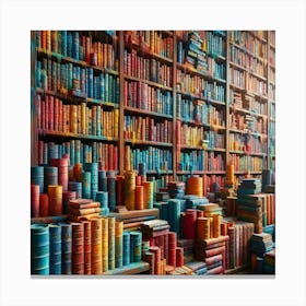 Colorful Bookshelf Canvas Print