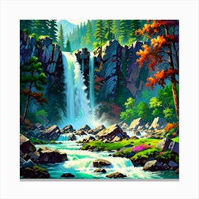 Waterfall In The Forest 6 Canvas Print