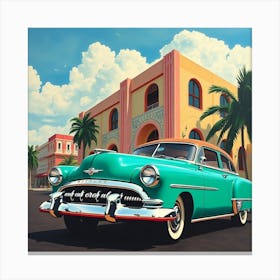 Vintage Car In Miami Canvas Print