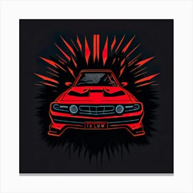 Car Red Artwork Of Graphic Design Flat (42) Canvas Print