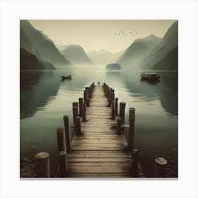 Pier In The Mountains Canvas Print