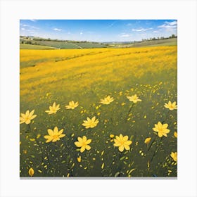 Yellow Flowers In A Field 20 Canvas Print