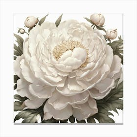 Aesthetic style, Large white Peony flower Canvas Print