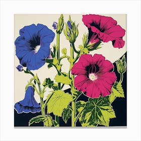 Canterbury Bells 3 Pop Art Illustration Square Canvas Print