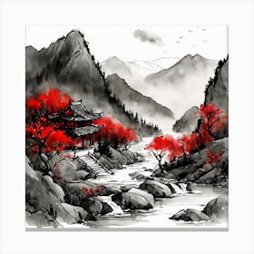 Chinese Landscape Mountains Ink Painting (33) 1 Canvas Print