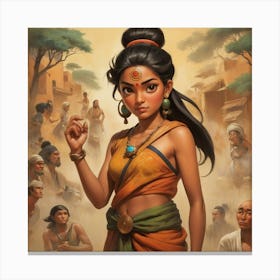 Girl In A Sari paintings art print Canvas Print