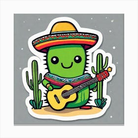 Cactus With Guitar 21 Canvas Print