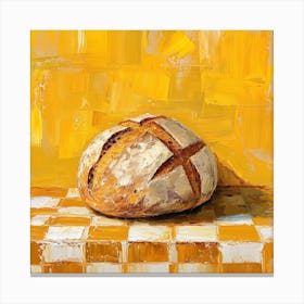 Rustic Bread Yellow Checkerboard 3 Canvas Print