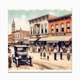 Early Small Town America And The Automobile ~Reimagined 30 Canvas Print