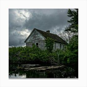 Moody Clouds Dominate The Sky Partially Concealing The Sun Casting A Grey Desaturated Light On An Canvas Print