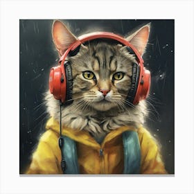 Cat With Headphones 6 Canvas Print