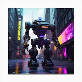 Robot In The City 65 Canvas Print