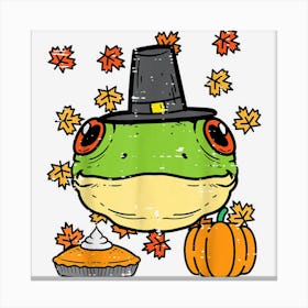 Thanksgiving Pilgrim Frog Funny Fall Autumn Men Women Kids Canvas Print